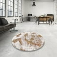 thumbnail image 4 of Ahgly Company Machine Washable Indoor Rectangle Abstract White Chocolate Beige Area Rugs, 5' x 7', 4 of 7