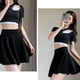 thumbnail image 5 of Minifalda patinadora informal acampanada, elástica, versátil y básica para mujer, negro, XXL, 5 of 5