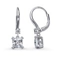 thumbnail image 2 of BERRICLE Sterling Silver Solitaire 3.2 Carat Princess Cut Cubic Zirconia CZ Anniversary Leverback Dangle Drop Earrings for Women, Rhodium Plated, 2 of 5