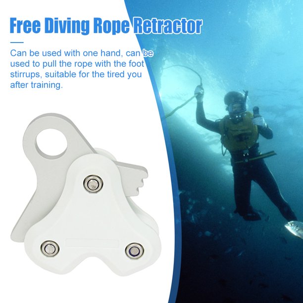 Retractor De Cuerda De Buceo Dispositivo de buceo universal 250 kg Carga máxima Polea de buceo Equipo de buceo (Blanco)