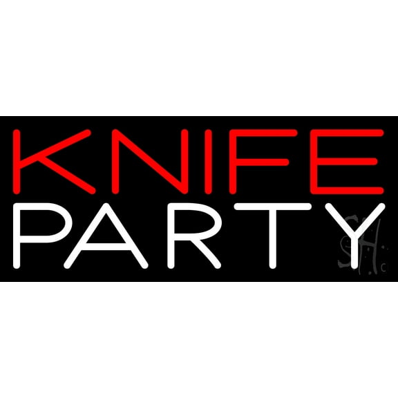 Knife Party 2 LED Neon Sign 10 x 24 - inches, Black Square Cut Acrylic Backing, with Dimmer - Bright and Premium built indoor LED Neon Sign for Event, Party.