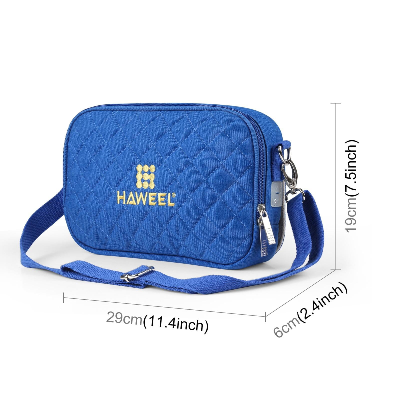 harayaa Cross Shoulder Hand Warmer Storage Bag Prevent Overheating Canvas Warmer Bag USB Blue