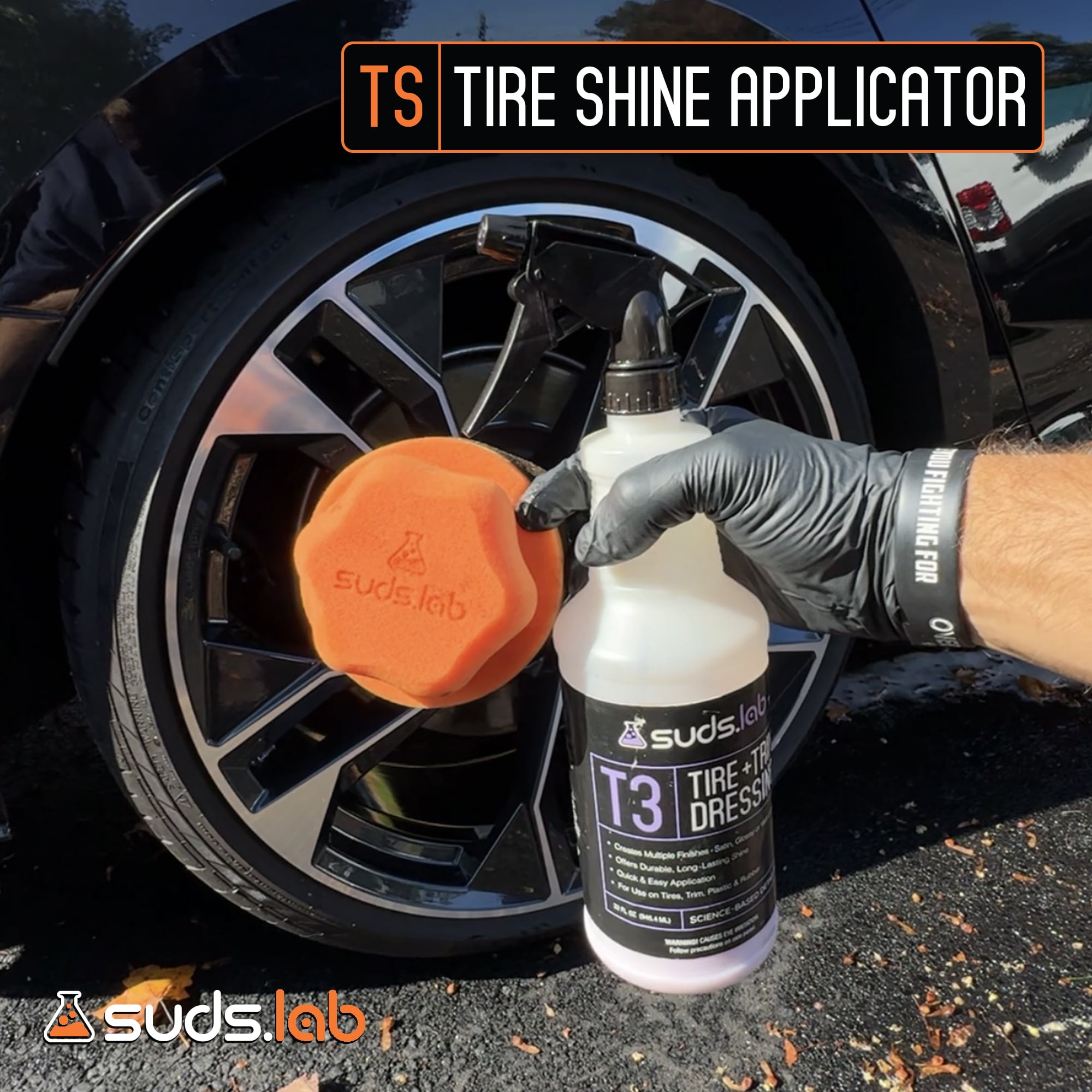 Suds Lab TS Tire Shine Applicator Pad - Reusable Foam Applicator for Tire Treatments - Use with Tire Gel, Tire Shine, Tire Wet, Tire Balm, and More!