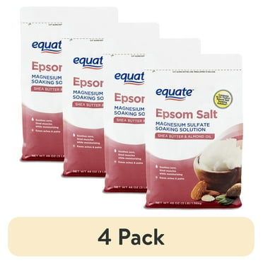 (4 pack) Equate Epsom Salt, Shea Butter & Almond Oil, 3 lbs, Compare to Dr Teal's® Epsom Salt Soaking Solution