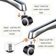 thumbnail image 4 of Pack de 5 Roulettes de Chaise de Bureau 11x22mm - Roues de Chaise Pivotantes de Remplacement Blanches, 4 of 5