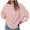 Pink, variant on Women's Fall Oversized Sweatshirts Casual Long Sleeve Crewneck Waffle Knit Pullover Top Loose Fit Shirts
