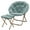 Teal Blue, variant on MoNiBloom Folding Saucer Chair with Ottoman, Faux Fur Moon Chair and Footrest with Metal Frame, Foldable Lounge Chair and Foot Stool Set, Pink