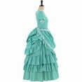 thumbnail image 3 of Victorian Style Striped Bustle Gown Women's Vintage Ball Dress Southern Belle Walking Outfit, 3 of 8
