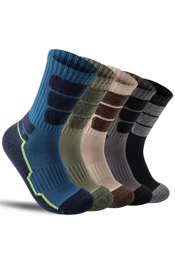 5 Pairs Merino Wool Hiking Socks Warm Thermal Winter Cozy Cushioned Moisture Wicking Socks for Women & Men