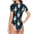 thumbnail image 4 of Naloa Gnome and Snowflakes Women's Short-Sleeved Onesie, One-Piece Swimsuit for Parties, dates, clubs - Medium, 4 of 9