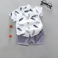 thumbnail image 2 of SWSTBBY Boys Sets Clothes,Summer Outfits Sets for Kids,Fashion Boys' Summer Stand Up Collar Print Shirt Short Sleeved Top Elastic Waist Shorts, 2 of 3