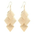 thumbnail image 1 of HEVIRGO Girls's Glitter Rhombus Drop Long Dangle Chandelier StateBoyst Hook Earrings Alloy Gold, 1 of 6