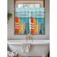 thumbnail image 7 of Kitchen Curtains 54 Inches length, Surfboard Window Treatment Curtain Drapes, Summer Starfish Palm Leaf Wood Grain Blue Decorative Window Curtains for Bedroom Cafe, 52"x54", 2 Panels, 7 of 7