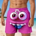 thumbnail image 2 of ibiyuan 3d Cartoon Smile Face Men Swim Trunks Drawstring Waist Mens Bathing Suit Stretch Elastic Waist Beach Swimsuit Swimwear Cargo Pocket Pool Shorts, 2 of 5