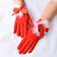 thumbnail image 5 of Women's Christmas Gloves with Bow Velvet Holiday Gloves for Christmas Parties Red Free Size, 5 of 6