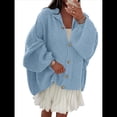 thumbnail image 2 of Cárdigan de Invierno con Botones para Mujer, Cuello Alto, Larga, Punto Grueso, Abrigo Azul M, 2 of 7