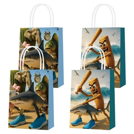 16PCS For Tung Tung Tung Sahur Theme Birthday Party Bags,For Tralalero Tralala Party Favor Bags,Birthday Party Decorations With Handles Favor Bags Candy Gift Bags for Birthday Party