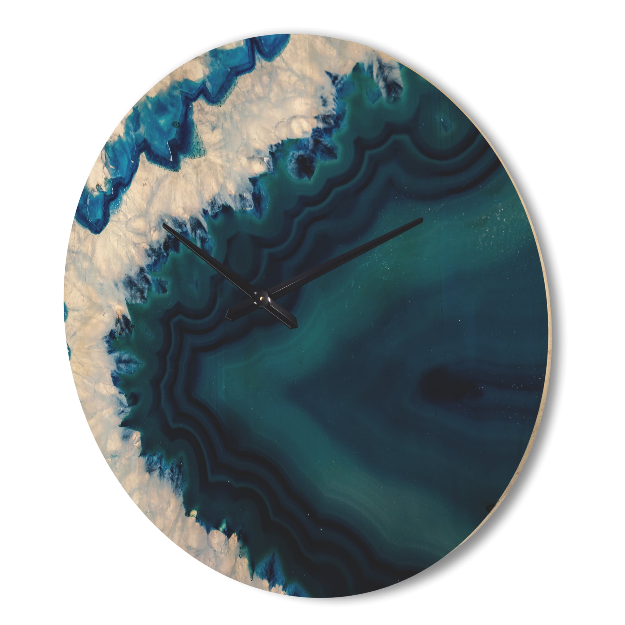 Designart 'Abstract Blue Brazilian Geode ' Modern Wood Wall Clock