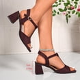 thumbnail image 7 of Bkhluea Women Suede T-Strap Square Toe Block Heel Sandals Adjustable Comfortable Footwear For Party Office Outdoor Daily Activities, 7 of 7