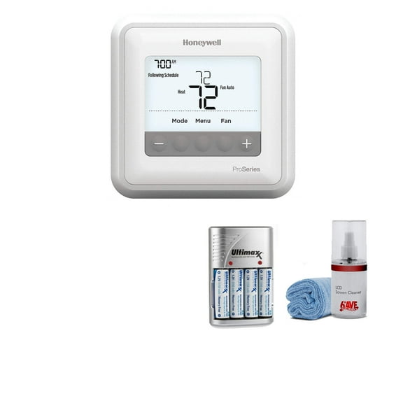 Honeywell T4 PRO PROGRAMMABLE THERMOSTAT, 1 HEAT/1 COOL TH4110U2005 - Kit with 4 AA Batteries