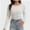 White, variant on Womens Long Sleeve Tops Casual Basics Fall Shirts Solid Crewneck T-Shirt
