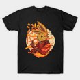 thumbnail image 1 of Rabbit Samurai Fire Wave Japanese Aesthetic Animal Graphic T-Shirt, 1 of 4