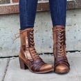 thumbnail image 4 of CAROOTU Women's Retro Comfy Chunky-heel Lace-up Boots, 4 of 6