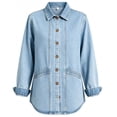 thumbnail image 4 of Vynhevius Women's Solid Denim Jacket Long Sleeve Loose Outerwear With Buttons And Pockets, 4 of 7