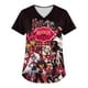 thumbnail image 1 of Hazbin Hotel Más Tamaño Impreso Scrub Uniforme de Trabajo Tops Para las mujeres V-Cuello de Navidad Imprimir Manga Corta Diversión Camisetas Ropa de Trabajo Tee Con Bolsillos Vermilion/S, 1 of 3
