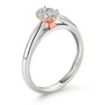 thumbnail image 3 of Gem Stone King 925 Sterling Silver and 10K Rose Gold Lab Grown Diamond Solitaire Engagement Ring for Women | 0.40 Cttw | Oval 6X4MM | Available in Size 5,6,7,8,9, 3 of 4