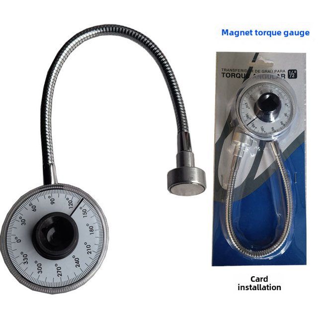 Automotive Mechanics' Magnetic Angle Torque Gauge - Flexible Bending Pointer-Type Dial Torque Meter with Easy-Read Scale, Portable 250g Design for Versatile Car Torque & Angle Measurements, Durable