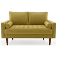 thumbnail image 3 of Enor Furniture Brighton 58" Upholstered Velvet Loveseat in Gold, 3 of 12