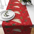 thumbnail image 1 of Simple Christmas text Table Flag Christmas Tree Snowflake plaid table Runner Family Holiday party Kitchen table Christmas, 1 of 3