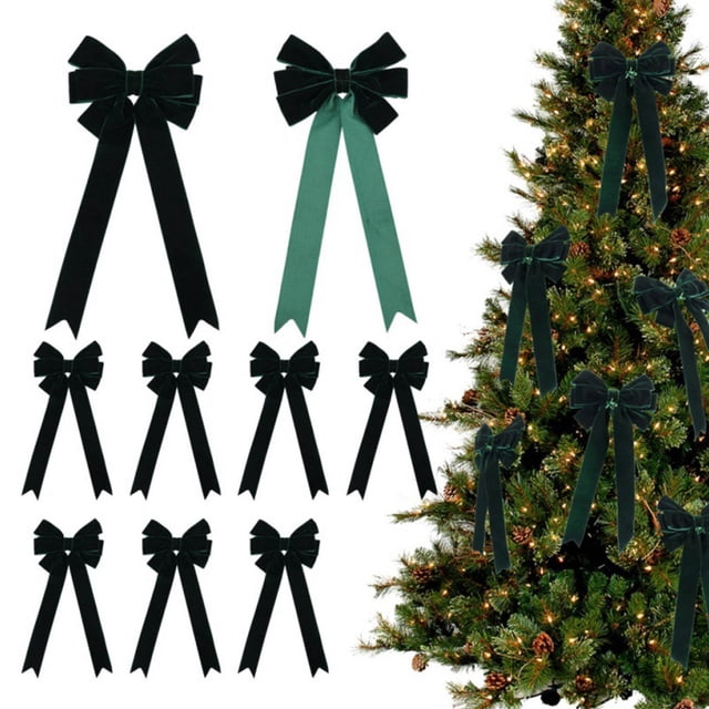 Decoraciones navideñas, adornos navideños, regalos navideños Lazos de terciopelo para decoraciones de árboles de Navidad Guirnalda de coronas Lazos de terciopelo con lazos giratorios para decorar