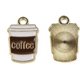 thumbnail image 1 of 10 colgantes de taza de café de aleación esmaltada, color oro claro, con dije de palabra y colgante color marrón coco., 1 of 2