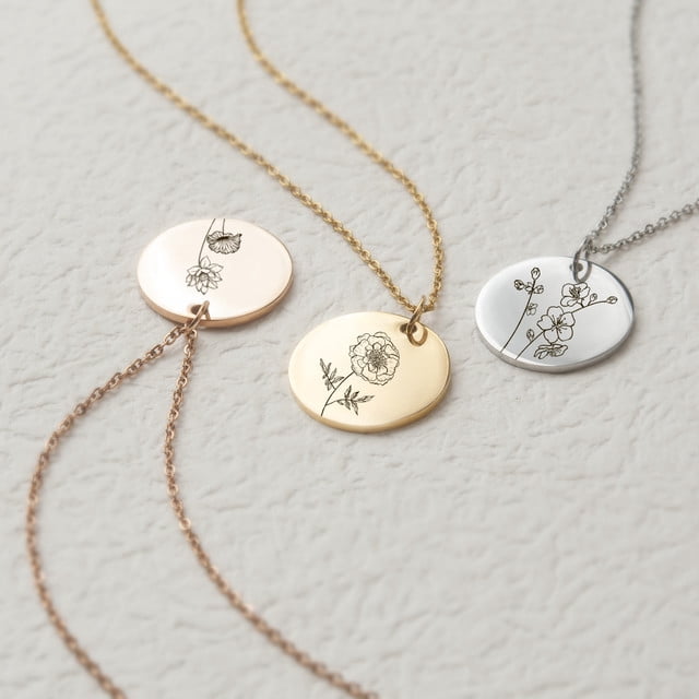 Birth Flower Necklace for Mom - Flower Necklace Personalized - Birth Flower Necklace Gold - Birth Flower Jewelry - Birth Flower Gift