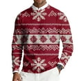 thumbnail image 2 of Dwelliawo Men's Sweaters Knitted Snowflake Christmas Print Xmas Sweater Lightweight Ribbed Crewneck Sweaters Thick Fall Winter Pullover Sweaters Clearance Red 2XL, 2 of 7
