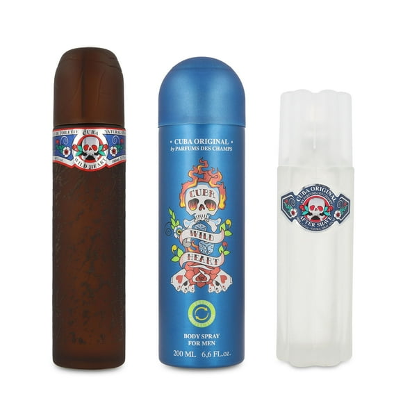 Set Cuba Wild Heart For Men Cuba Fragancia Almizcle Amaderado Floral 3Pzs