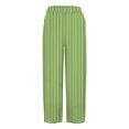 thumbnail image 4 of Women's Casual Pants Striped Linen Pants For Women Summer Casual Wide Leg Pants With Pockets Comfy Cropped Palazzo Pants,Green Women's Casual Pants S, 4 of 5