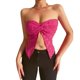 thumbnail image 1 of Top corto con nudo de lazo para mujer, Top corto con lazo torcido en la parte delantera, sin mangas, sin tirantes, ajustado, fruncido, Bandeau Tube Top, 1 of 8