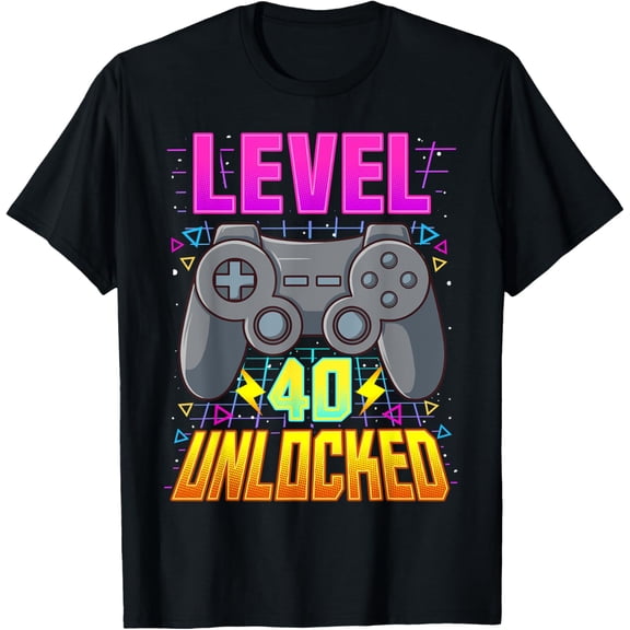 Exquisite and comfortable-Level 40 Unlocked Shirt Video Game Men 40th Birthday Gamer T-Shirt
