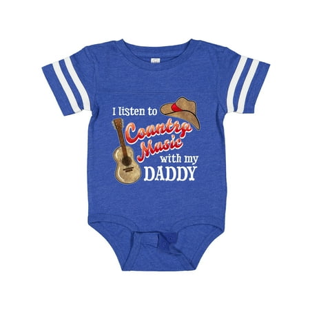 

Inktastic I Listen to Country Music with My Daddy Guitar and Hat Gift Baby Boy or Baby Girl Bodysuit