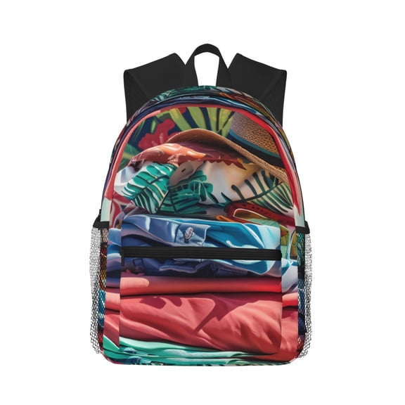 Vsdgher Tropical Vacation Essentials Unisex Large Capacity Bookbag, Schoolbag, Casual Daypack for High School, College, Teens, Travel, Work