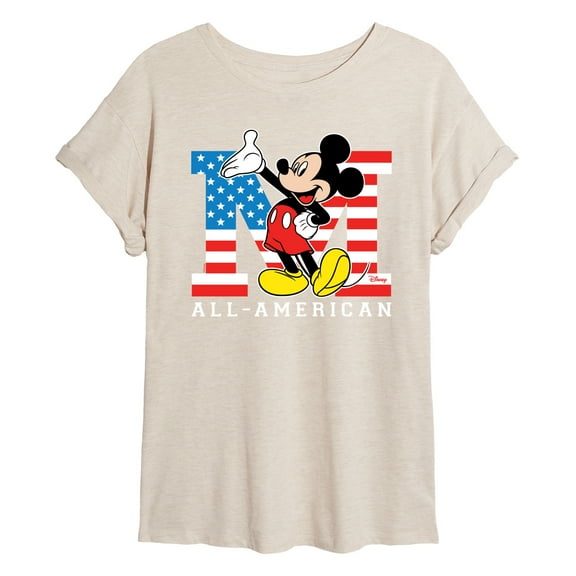 Disney - Mickey Flag All American - Juniors Ideal Flowy Muscle T-Shirt