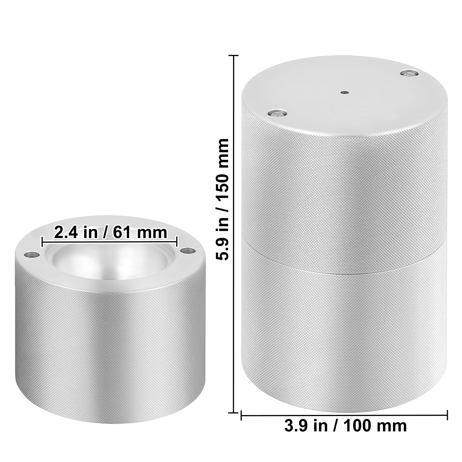 KFFKFF 2.4" Ice Ball Maker, Aluminum Alloy Ice Press Kit for 60mm Spheres, Includes Tongs and Drip Tray, Ideal for Whiskey, Cocktails, Bourbon, and Party Use, Silver