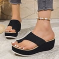 thumbnail image 4 of Dweltoz Wedge Sandals for Women Open Toe Slip on Orthopedic Correction Comfortable Flip Flops Sandals Summer Casual Light Weight Slippers,Black 36, 4 of 9