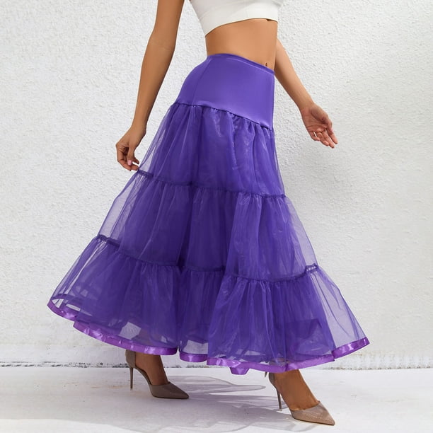 Women's Ankle Length Petticoats Wedding Party Cocktail Maxi Skirts