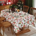 thumbnail image 2 of SASTYBALE Christmas Tablecloth Rectangle,Jacquard Fabric Christmas Table Cloth with Poinsettia Flowers, Spillproof Table Cover for Winter Holiday Dinner Decor, 2 of 7