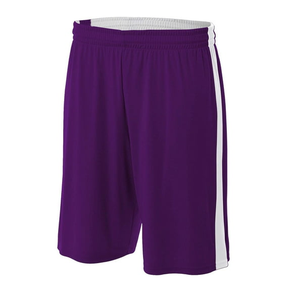 A4 8" Reversible Moisture Management Short , NB5284 , PURPLE/ WHITE , Large