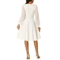 thumbnail image 3 of INSPIRE CHIC Women's Wrap Dress V Neck Lantern Long Sleeves Swiss Dots Midi Dress with Pockets XL White, 3 of 6